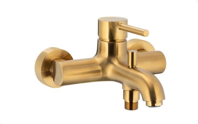 Bateria wannowa ścienna ARMATURA KRAKÓW MOZA BRUSHED GOLD 1-uchwytowa 2-otworowa mosiądz złoty szczotkowany PVD  | 503401031
