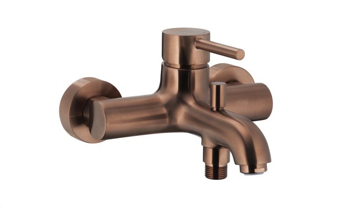 Bateria wannowa montaż 2-otworowy ścienna ARMATURA KRAKÓW Moza brushed rose gold | 503401034