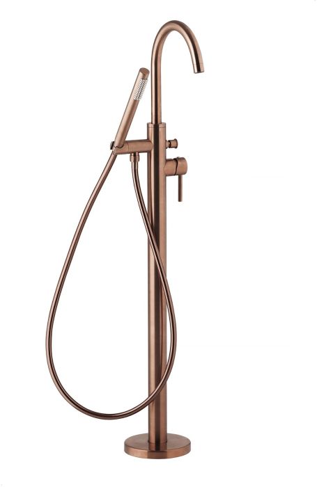Bateria wannowa montaż podłogowy z boxem montażowym wolnostojąca ARMATURA KRAKÓW Moza brushed rose gold | 503551034