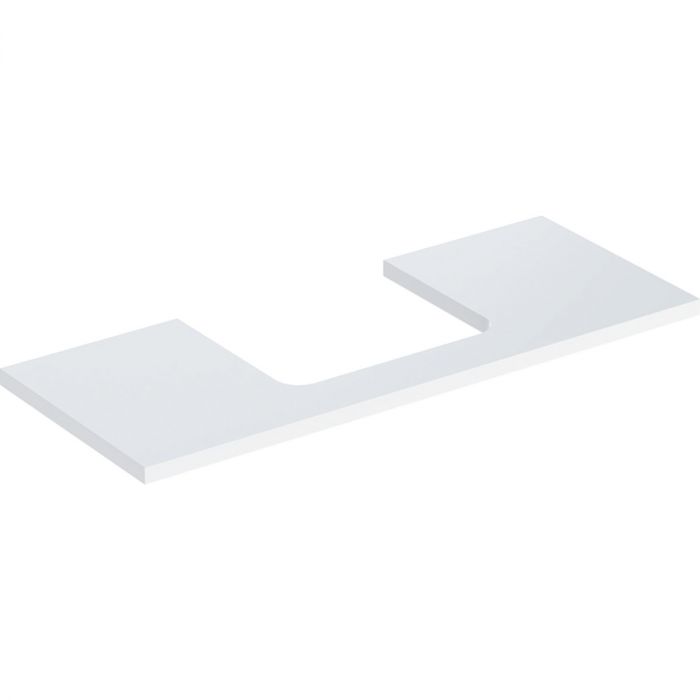 Blat pod umywalkę do prostokątnej umywalki stawianej na blat płyta wiórowa 1190 x 473 x 32 mm biały połysk wycięcie na środku GEBERIT ONE | 505285001