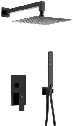Zestaw prysznicowy z baterią 3-funkcyjną ARMATURA KRAKÓW LOGON BLACK mosiądz deszczownica: 250x250 mm czarny | 513950181