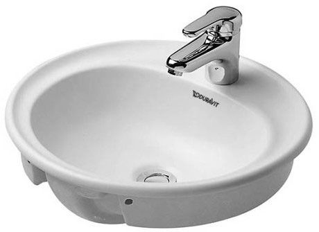 Umywalka ceramiczna DURAVIT Manua blatowa z otworem z przelewem z półką na baterię 480 x 480 mm biały alpin | 5220480000