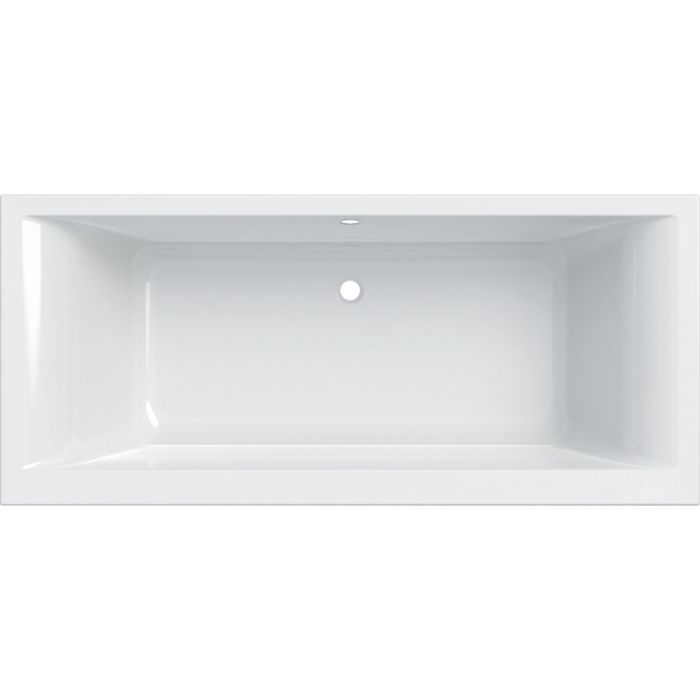 Wanna akrylowa prostokątny Duo GEBERIT SELNOVA SQUARE 1800 800 mm biała błyszcząca odpływ 52 mm na środku w komplecie: zestaw nóg | 554387011