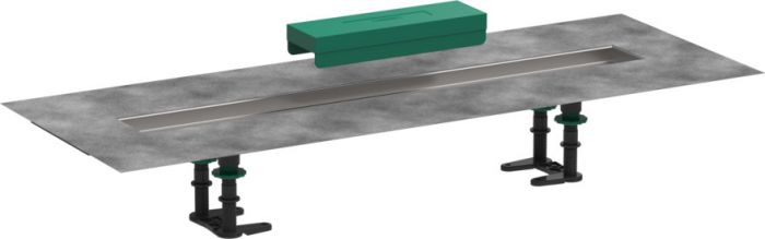 Zestaw instalacyjny do odpływu liniowego z nachyleniem HANSGROHE uBOX Universal pasuje do wszystkich elementów zewnętrznych RainDrain Rock i RainDrain Match stal szlachetna 304 700 x 113 x 20 mm na posadzkę do wyłożenia płytkami | 56011180