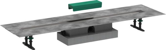 Zestaw podstawowy do odpływu liniowego HANSGROHE uBOX Universal pasuje do wszystkich elementów zewnętrznych RainDrain Rock i RainDrain Match stal szlachetna 304 1000 x 134 x 20 mm, przyłącze DN40 do montażu płaskiego | 56020180