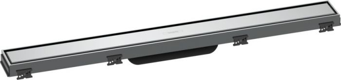 Element zewnętrzny odpływu HANSGROHE RainDrain Match odpowiedni do odwodnienia pojedynczego i podwójnego ze stali szlachetnej 304 655 x 25 x 81 mm chrom ze stelażem o regulowanej wysokości | 56037000
