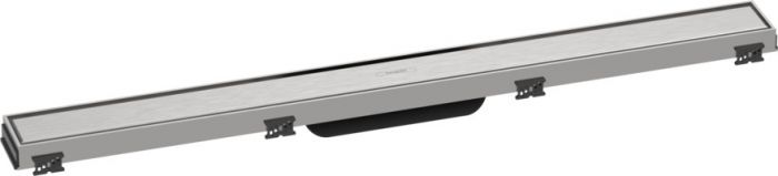 Element zewnętrzny odpływu HANSGROHE RainDrain Match odpowiedni do odwodnienia pojedynczego i podwójnego ze stali szlachetnej 304 755 x 25 x 81 mm ze stelażem o regulowanej wysokości | 56038800
