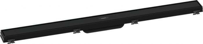 Element zewnętrzny odpływu HANSGROHE RainDrain Match odpowiedni do odwodnienia pojedynczego i podwójnego ze stali szlachetnej 304 855 x 81 x 25 mm czarny mat montaż przy ścianie, montaż dowolny w podłodze | 56040670