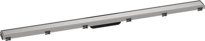 Element zewnętrzny odpływu HANSGROHE RainDrain Match odpowiedni do odwodnienia pojedynczego i podwójnego ze stali szlachetnej 304 1155 x 81 x 25 mm | 56042800