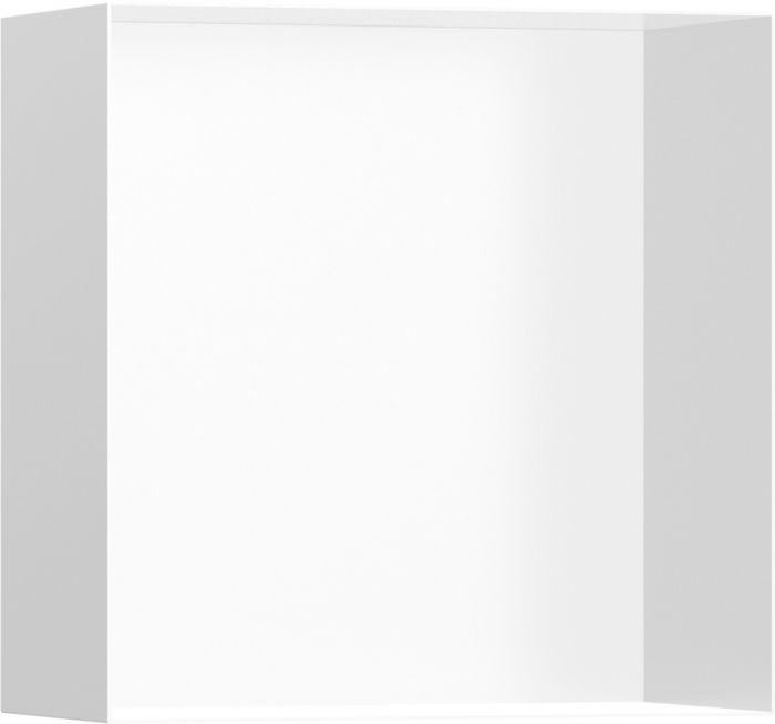 Wnęka ścienna HANSGROHE XtraStoris Minimalistic bez ozdobnej ramki nadaje się do stosowania w strefie mokrej 300 x 300 x 140 mm biała mat w komplecie: zestawy instalacyjny, zestaw uszczelniający  | 56079700