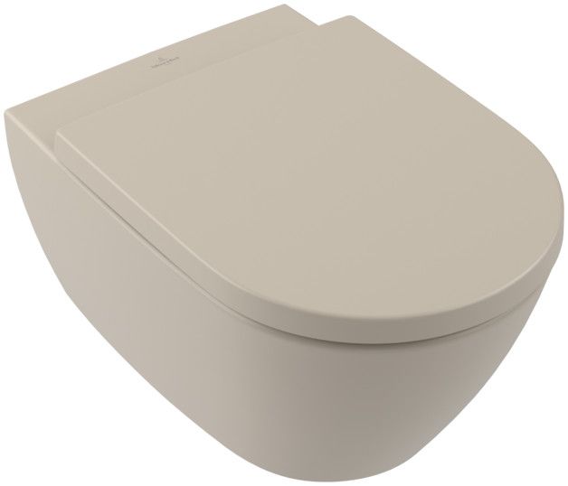 Miska ustępowa ceramiczna z powłoką CeramicPlus VILLEROY & BOCH Subway 2.0 wisząca, bez kołnierza wewnętrznego (DirectFlush) 37 x 56 cm almond | 5614R0AM