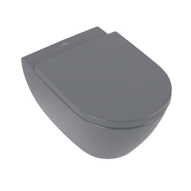 Miska WC ceramiczna podwieszana z powłoką CeramicPlus VILLEROY & BOCH Subway 2.0 lejowa bez kołnierza wewnętrznego w komplecie zestaw mocujący 37 x 56 cm graphite | 5614R0I4