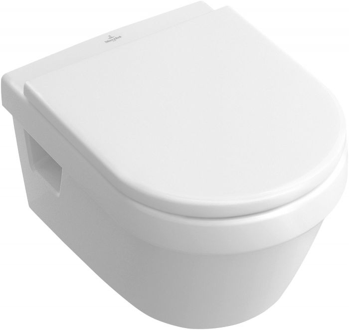 Miska podwieszana ceramiczna nie nadaje się do montażu ze spłuczkami ciśnieniowymi z powłoką CeramicPlus VILLEROY & BOCH Architectura lejowa bez kołnierza wewnętrznego  DirectFlush 37 x 53 cm weiss alpin  | 5684R0R1