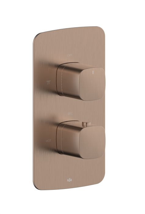 Bateria termostatyczna montaż podtynkowy z boxem montażowym ścienna ARMATURA KRAKÓW Malaga mosiądz brushed rose gold PVD | 575900134