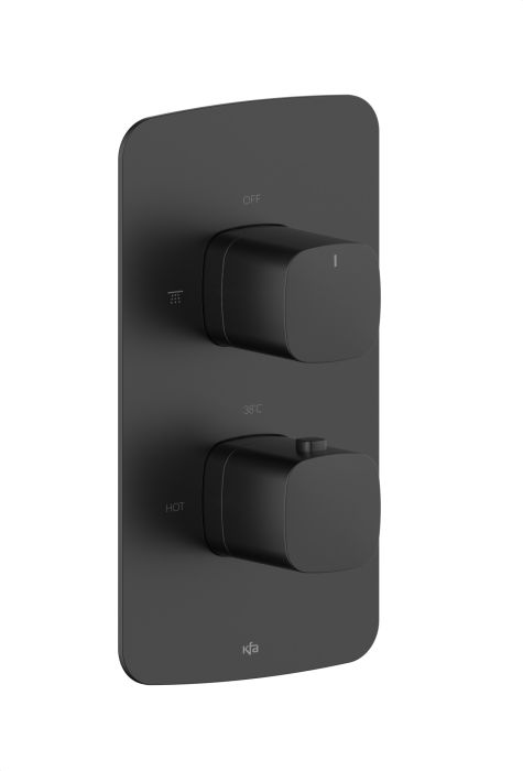 Bateria termostatyczna montaż podtynkowy z boxem montażowym ścienna ARMATURA KRAKÓW Malaga mosiądz black | 575900181