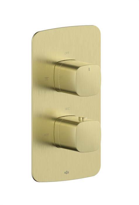 Bateria termostatyczna montaż podtynkowy z boxem montażowym ścienna ARMATURA KRAKÓW Malaga mosiądz złoty szczotkowany PVD | 575900131