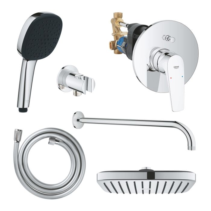 Zestaw podtynkowy GROHE chrom z baterią prysznicową i zestawem prysznicowym w skład zestawu: deszczownica, słuchawka, wąż oraz uchwyt  | Zestaw 5