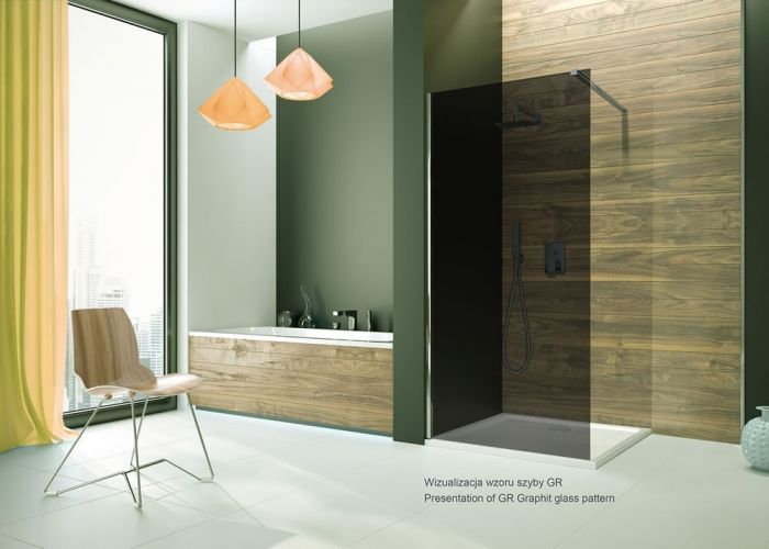 Kabina WALK-IN SANPLAST Altus PI/ALTIIa-90-S 900 x 2103 mm czarna matowa szkło hartowane Graphit GR z powłoką Glass protect | 600121253159491