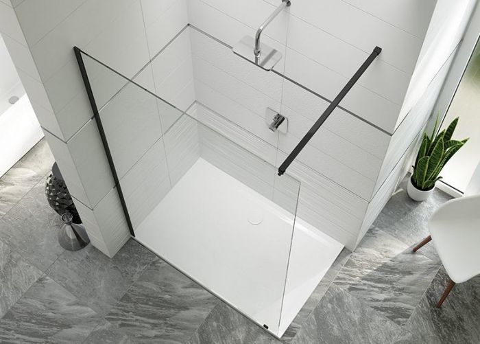 Kabina WALK-IN SANPLAST Altus PIII/ALTIIa-80-S 800 x 2103 mm czarna matowa szkło hartowane transparentne W0 z powłoką Glass protect | 600121292159401