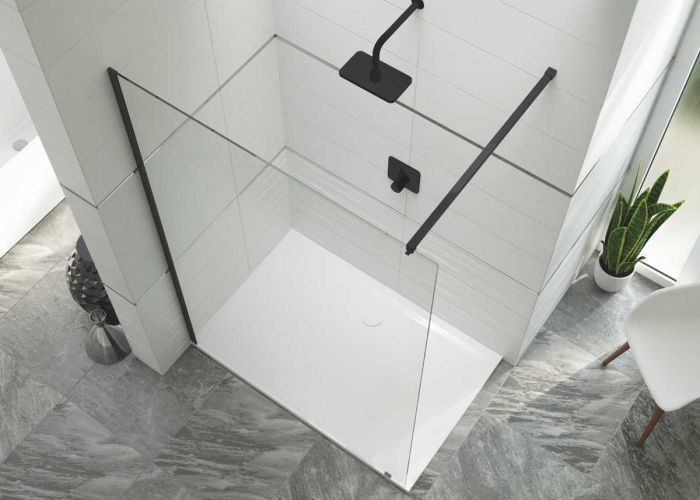 Kabina Walk-in SANPLAST Altus PIII/ALTIIa-80-S 800 x 2103 mm czarna matowa szkło hartowane Graphit GR z powłoką Glass protect | 600121292159491
