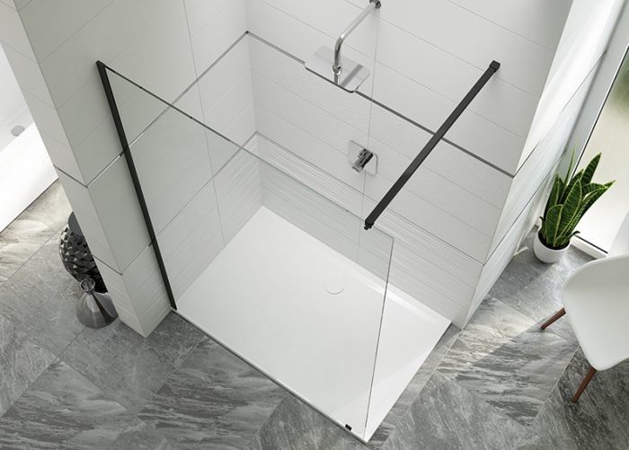 Kabina Walk-in SANPLAST Altus PIII/ALTIIa-110-S 1100 x 2103 mm czarna matowa szkło hartowane transparentne W0 z powłoką Glass protect | 600121295159401