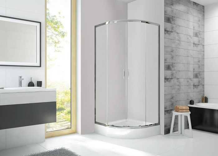Kabina narożna półokrągły SANPLAST Fris KP4/FRIS-b-90-S R550 900 mm srebrna błyszcząca szkło hartowane transparentne W0 | 600330026038400