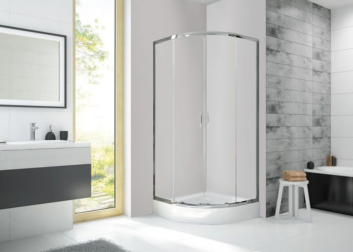 Kabina narożna półokrągły SANPLAST Fris KP4/FRIS-b-90-S 900 x 1900 mm srebrna błyszcząca szkło hartowane transparentne W0 | 600331026038400