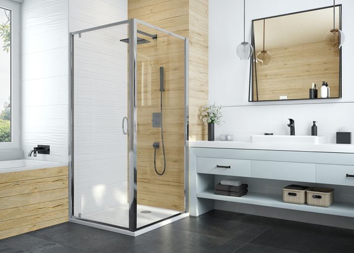 Ścianka dodatkowa SANPLAST Basic SS0/BASIC-80-S 800 x 1900 mm srebrna błyszcząca szkło hartowane Sitodruk W18 bez powłoki | 600450131038200