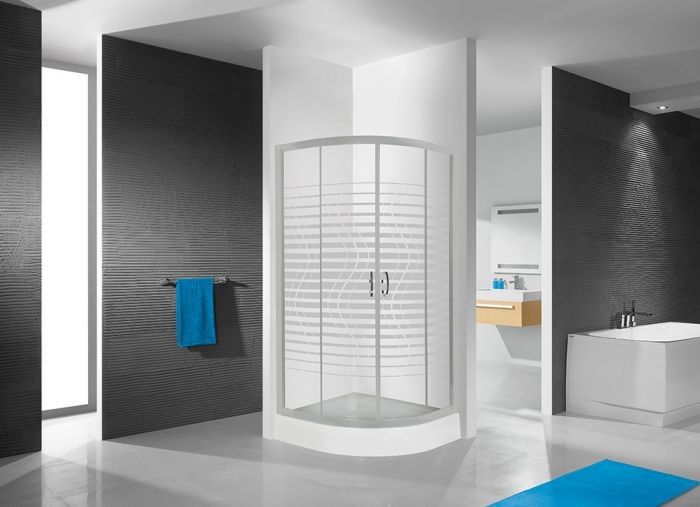 Kabina półokrągły SANPLAST Terna KP4/Terna 900 x 1850 mm srebrna matowa szkło hartowane Sitodruk W13 bez powłoki | 600910067039270