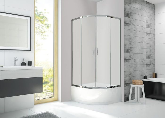 Kabina narożna półokrągły SANPLAST Fris kpl-KP4/FRIS-90/170-S 900 x 2070 mm srebrna błyszcząca szkło hartowane transparentne W0 | 602330036038400