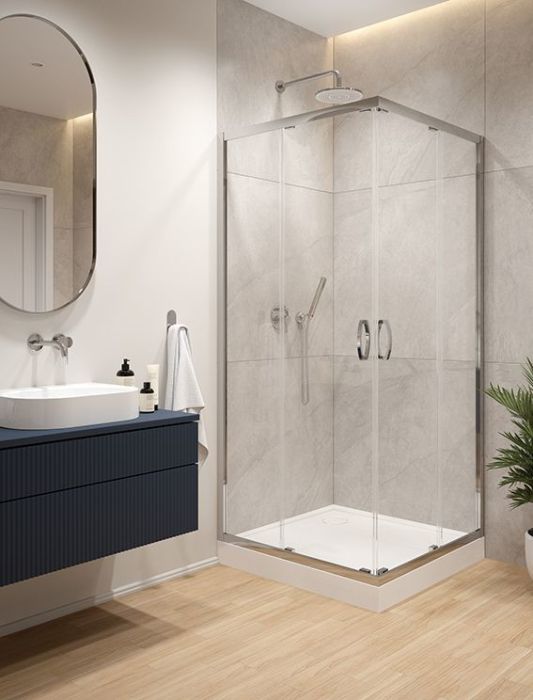 Kabina natryskowa narożna KN/FRIS+Bza SANPLAST FRIS szkło hartowane | 602330106038400