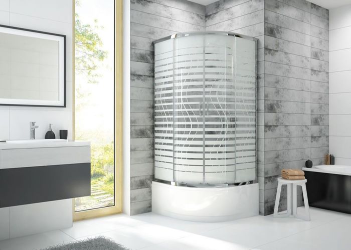 Kabina narożna półokrągły SANPLAST Fris KP4/FRIS-b 90/170-S 900 x 1700 mm biała EW szkło hartowane Sitodruk W20 | 602331036001180