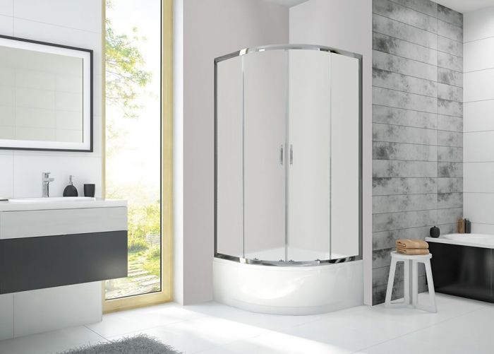 Kabina narożna półokrągły SANPLAST Fris KP4/FRIS-b 90/170-S 900 x 1700 mm biała EW szkło hartowane transparentne W0  | 602331036001400