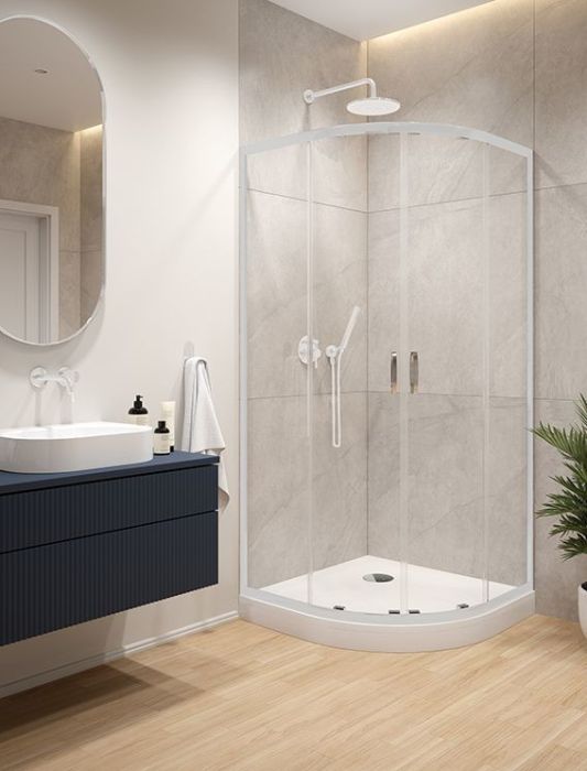 Kabina natryskowa półokrągła KP4/FRIS-b-M-90-S+BP biewW0 SANPLAST FRIS biały EW | 602331226001400