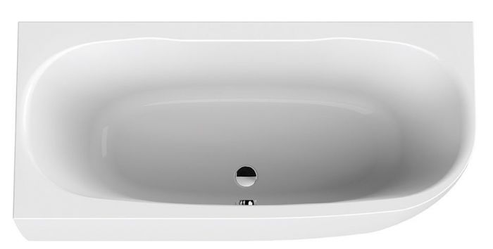 Wanna akrylowa asymetryczny przyścienna SANPLAST Luxo WALse-kpl-mb/LUXO 1600 750 x 600 mm biała EW | 610370102001000
