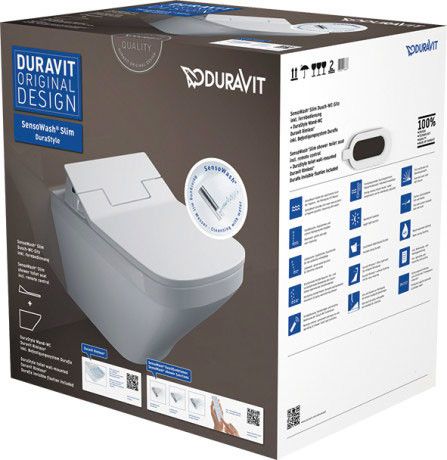 Zestaw WC ceramiczny DURAVIT SensoWash Slim 37.5 x 54 cm biały alpin miska wisząca WC (2542590000) + deska z funkcją mycia (611200002004300)