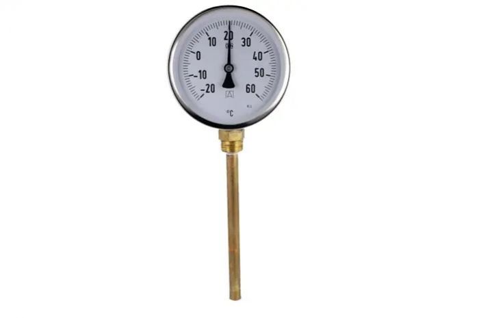 Termometr bimetaliczny BiTh w obudowie metalowej średnica tarczy 100 mm tuleja 150 mm -20-60°C klasa dokładności: klasa 2,0 wg PN-EN 13190