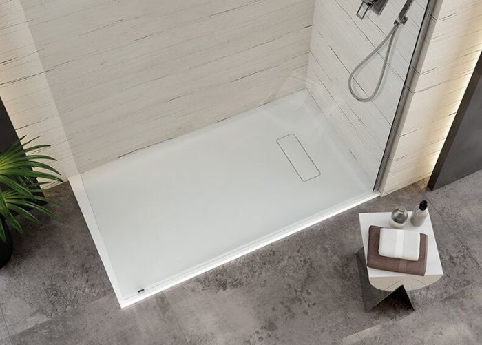 Brodzik prostokątny odlew mineralny 80 x 160 x 1.5 SANPLAST Modern Mineral w zestawie: brodzik, syfon z dedykowaną pokrywką, instrukcja montażu | 645570039001000