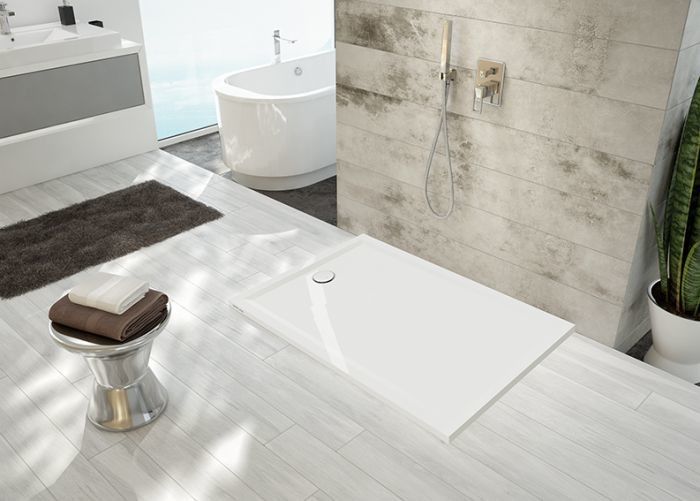 Brodzik mineralny prostokątny 90 x 120 x 3 cm SANPLAST Space Mineral B-M/SPACE S 90x120x1,5 z syfonem z pokrywką | 645410055001002