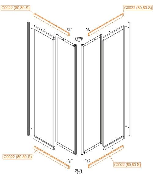 Profil teleskopowy 630 mm do kabin prysznicowych KNN-2/80 SANPLAST | 660C00221000000