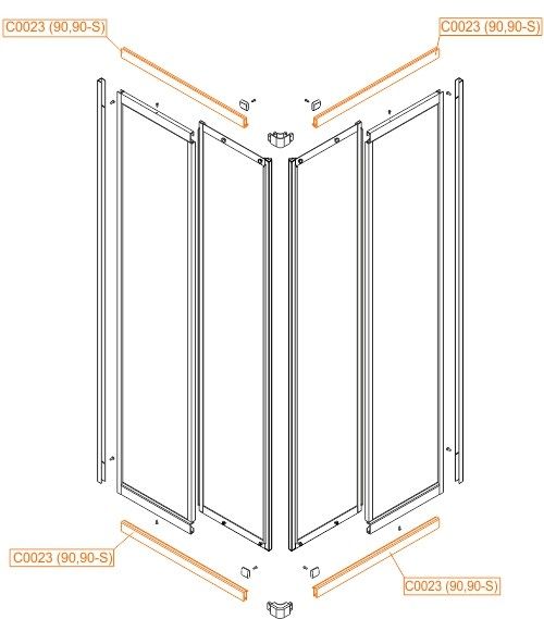 Profil teleskopowy 730 mm do kabin prysznicowych KNN-2/90 SANPLAST | 660C00231000000