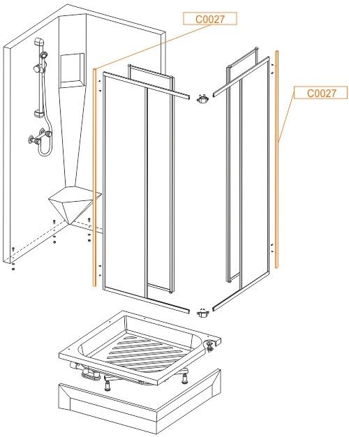 Profil mocujący U 1750 mm do kabin prysznicowych KNs,KP,PK SANPLAST | 660C00271000000