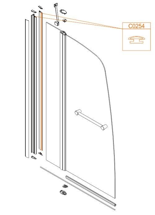 Uszczelka pionowa do kabin nawannowych/parawanów PRESTIGE II KW2L(P)-PRIIa/EX SANPLAST | 660C0254