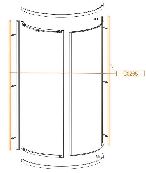 Profil mocujący "U" do kabiny prysznicowej półokrągłej KP2,KNO4/ZDPlus SANPLAST | 660C0265
