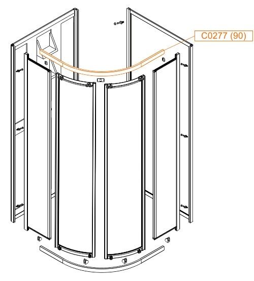 Profil górny gięty do kabin półokrągłych 90 cm KP4/ZDPlus, KP6/ZDPlus, KT-KP4/ZDPlus, KT-KP6/ZDPlus, KC-KP4/ZDPlus, KC-KP6/ZDPlus z serii ZODIAK PLUS SANPLAST | 660C0277