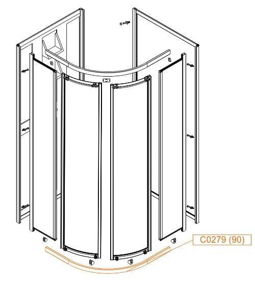 Profil dolny gięty do kabin półokrągłych 90 cm KP4/ZDPlus, KP6/ZDPlus, KT-KP4/ZDPlus, KT-KP6/ZDPlus, KC-KP4/ZDPlus, KC-KP6/ZDPlus z serii ZODIAK PLUS SANPLAST  | 660C02791000000