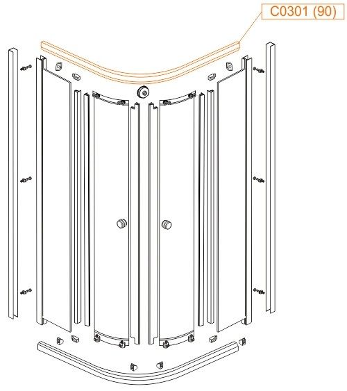 Profil górny do kabiny prysznicowej KP4/ATb-90-S SANPLAST | 660C0301