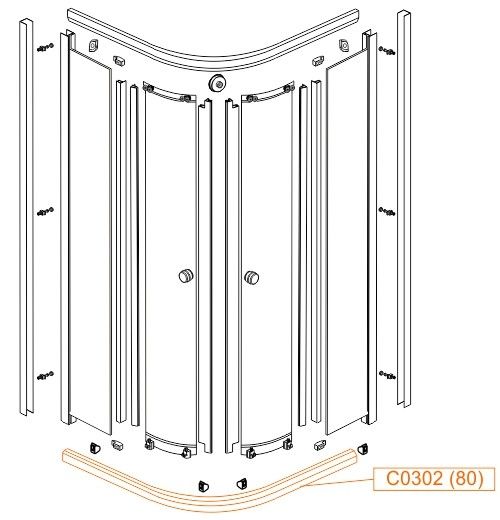Profil dolny do kabiny prysznicowej KP4/ATb-80-S SANPLAST | 660C0302