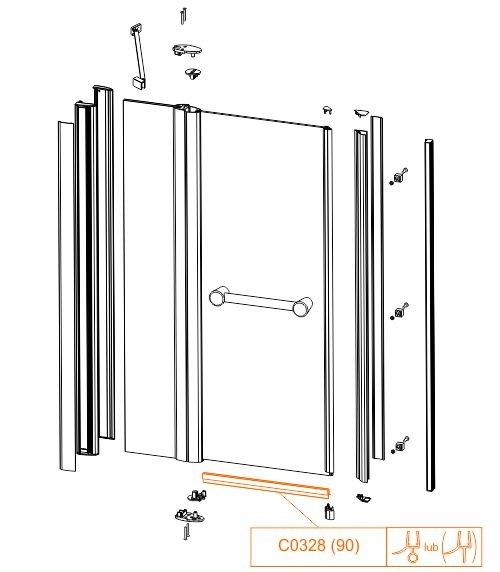 Uszczelka pozioma dolna do kabiny kwadratowej 90 cm PRESTIGE II SANPLAST  | 660C03280000000