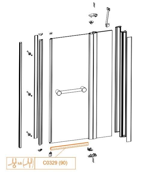 Uszczelka pozioma dolna długość: 600 mm do drzwi/kabin prysznicowych 90 cm PRESTIGE II SANPLAST | 660C03290000000
